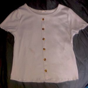 White buttoned tee shirt; by Beautees